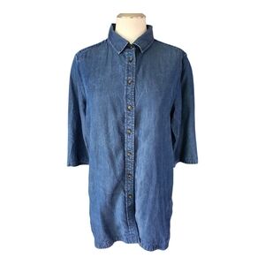 Banana Republic Parker Lyocell Denim Shirt M Soft Chambray Tunic Top